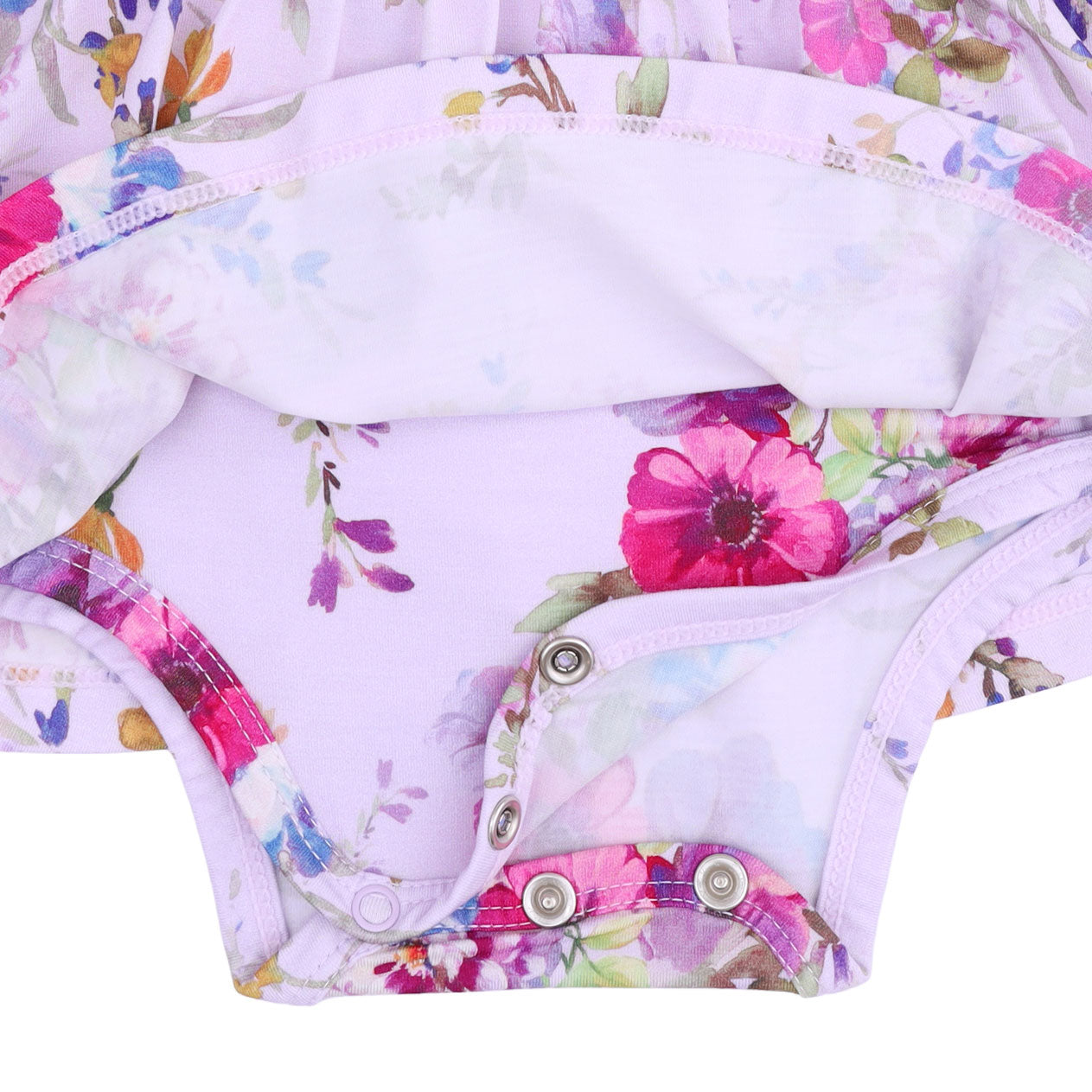 Angel Dear Dahlia Floral Long Sleeve Ruffle Bodysuit Dress