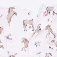 Angel Dear I Love Horses Long Sleeve Ruffle Bodysuit Dress