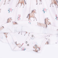 Angel Dear I Love Horses Long Sleeve Ruffle Bodysuit Dress