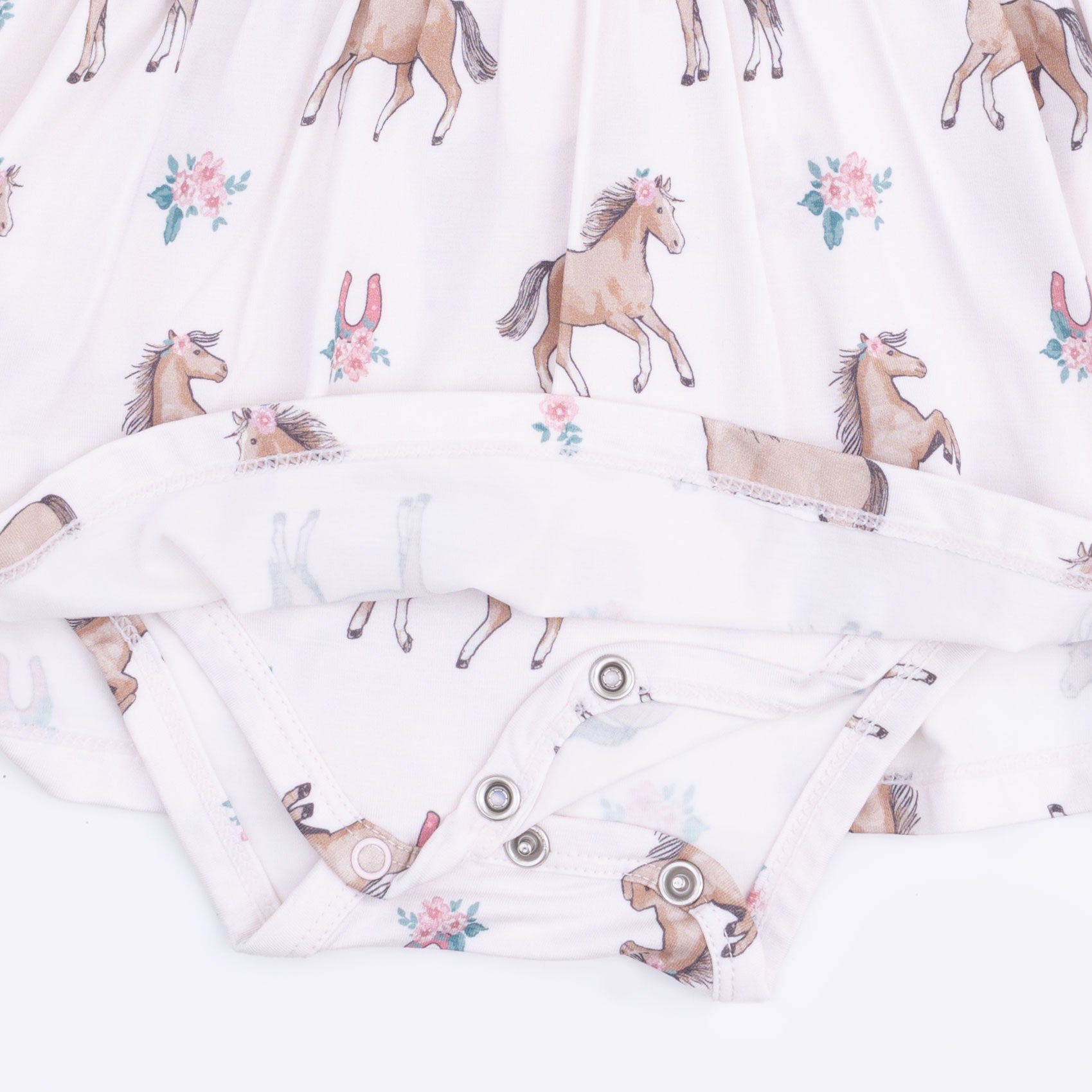 Angel Dear I Love Horses Long Sleeve Ruffle Bodysuit Dress