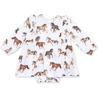 Angel Dear Wild Horses Long Sleeve Ruffle Bodysuit Dress