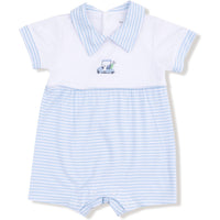Angel Dear Baby Golf Carts Blue Polo Shortie with Contrast