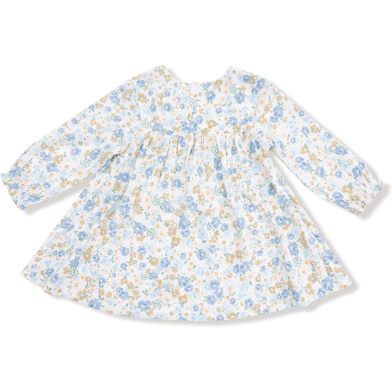 Angel Dear Sweet Rose Calico Smocked Ruffle Long Sleeve Dress + Ribbed Legging