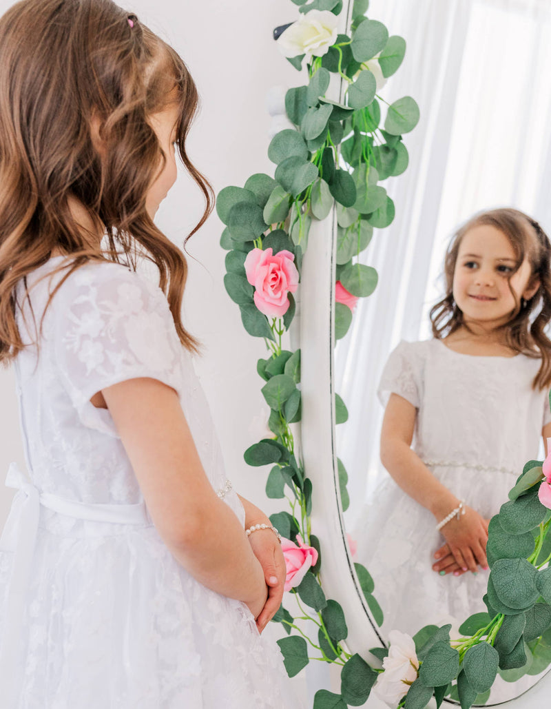 Cherished Moments Girls Silver Pearl Cross Baby Baptism and Communion Bracelet: Medium 1-5 Years