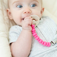 Bella Tunno Punch Pacifier Clip: Pink