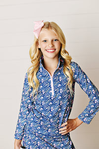 Swoon Kids Navy Ditsy Floral Pull Over Top