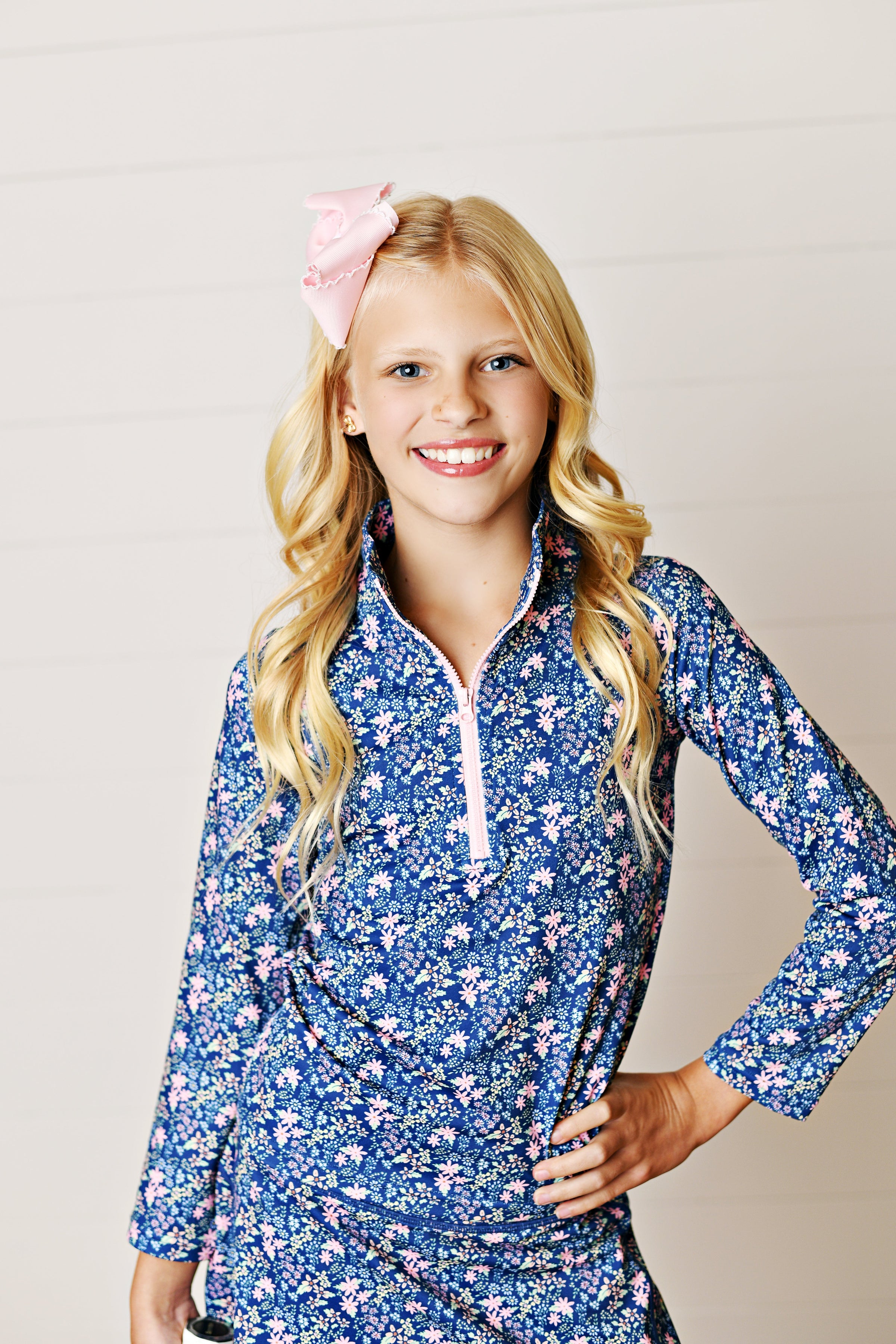 Swoon Kids Navy Ditsy Floral Pull Over Top
