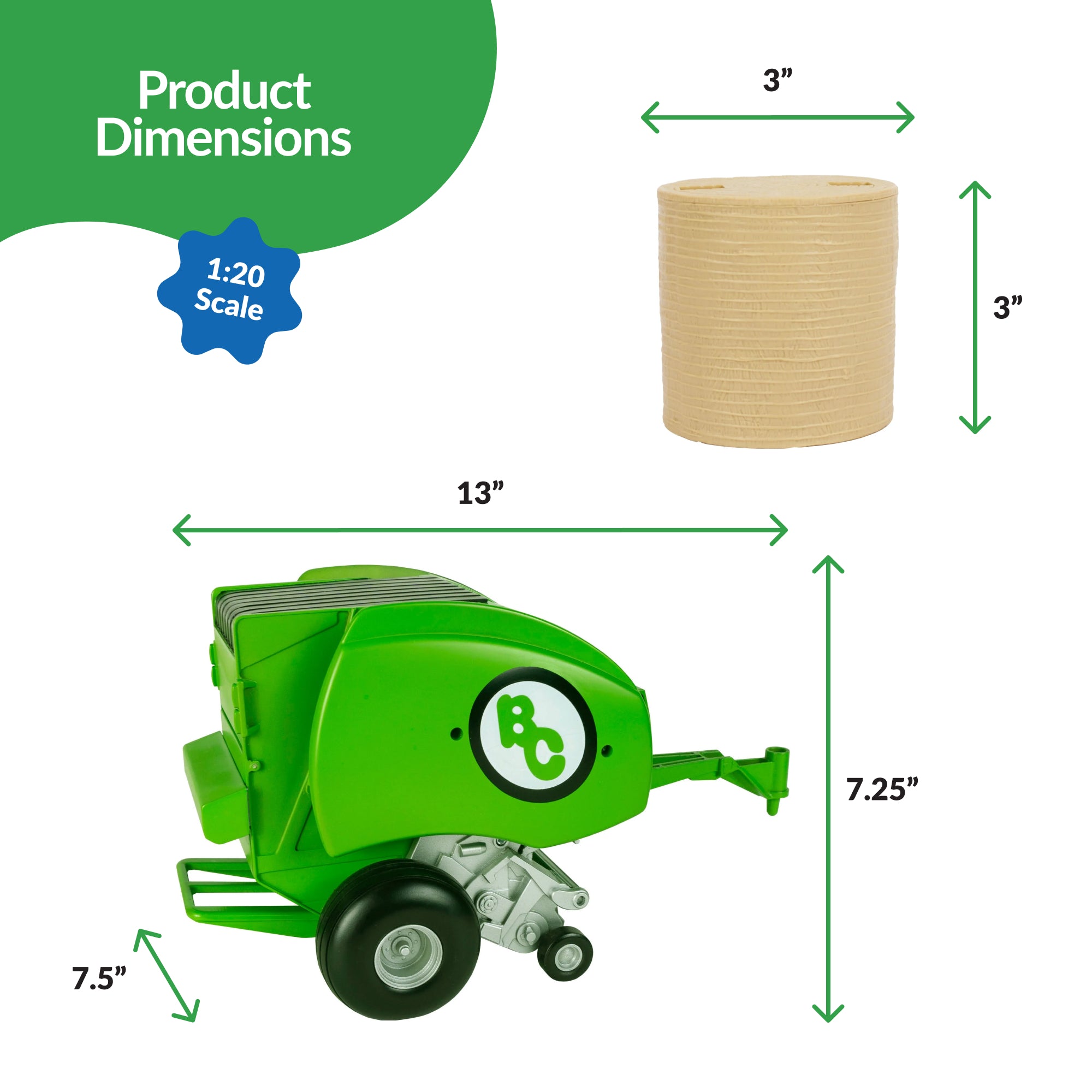 Big Country Toys Round Baler - Green