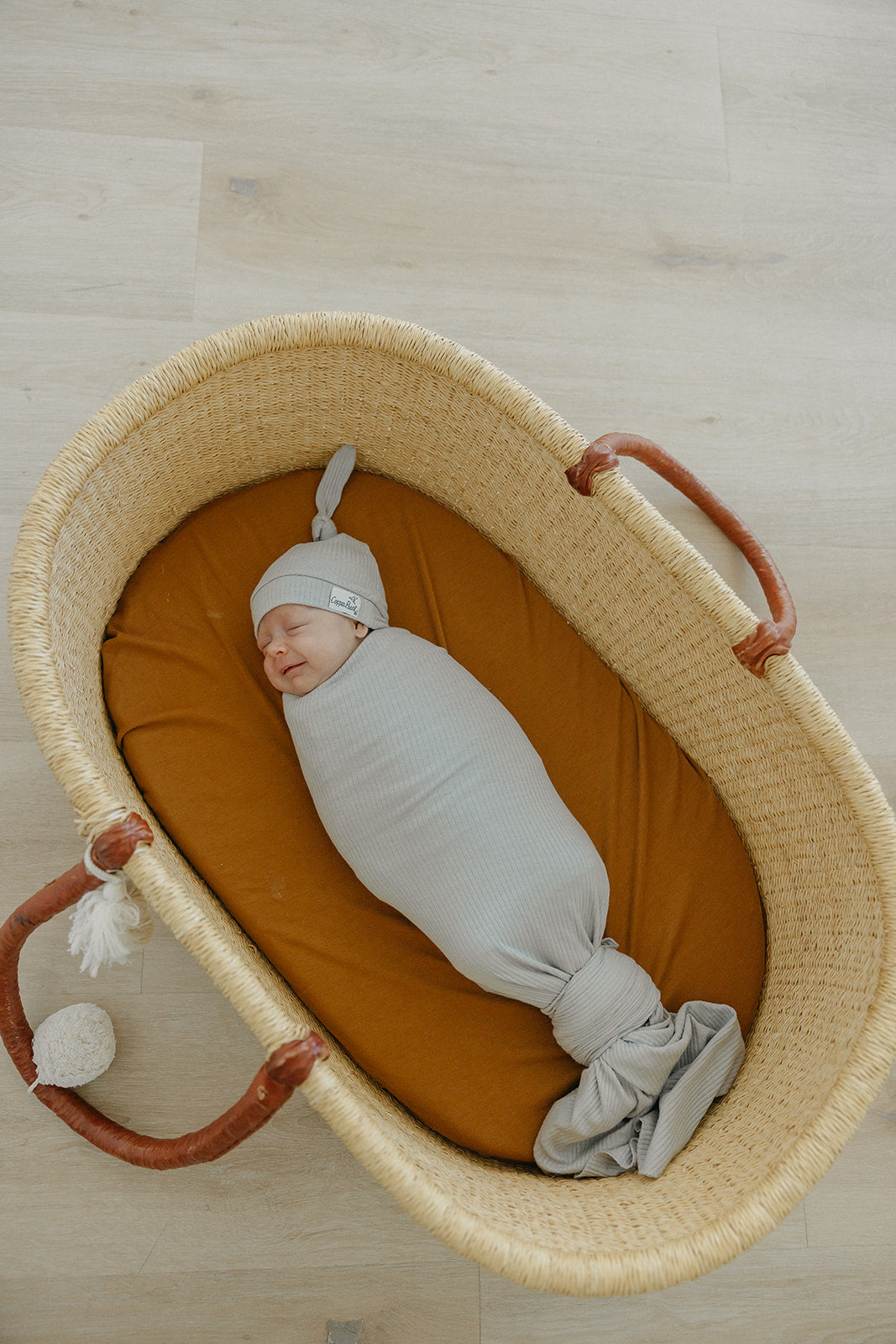 Copper Pearl Rib Knit Swaddle Blanket | Ash