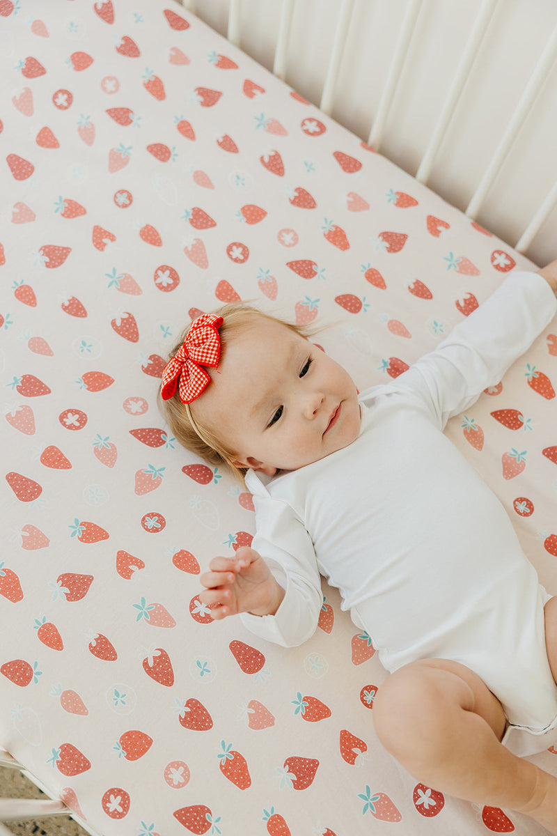 Copper Pearl Premium Knit Fitted Crib Sheet | Strawberry