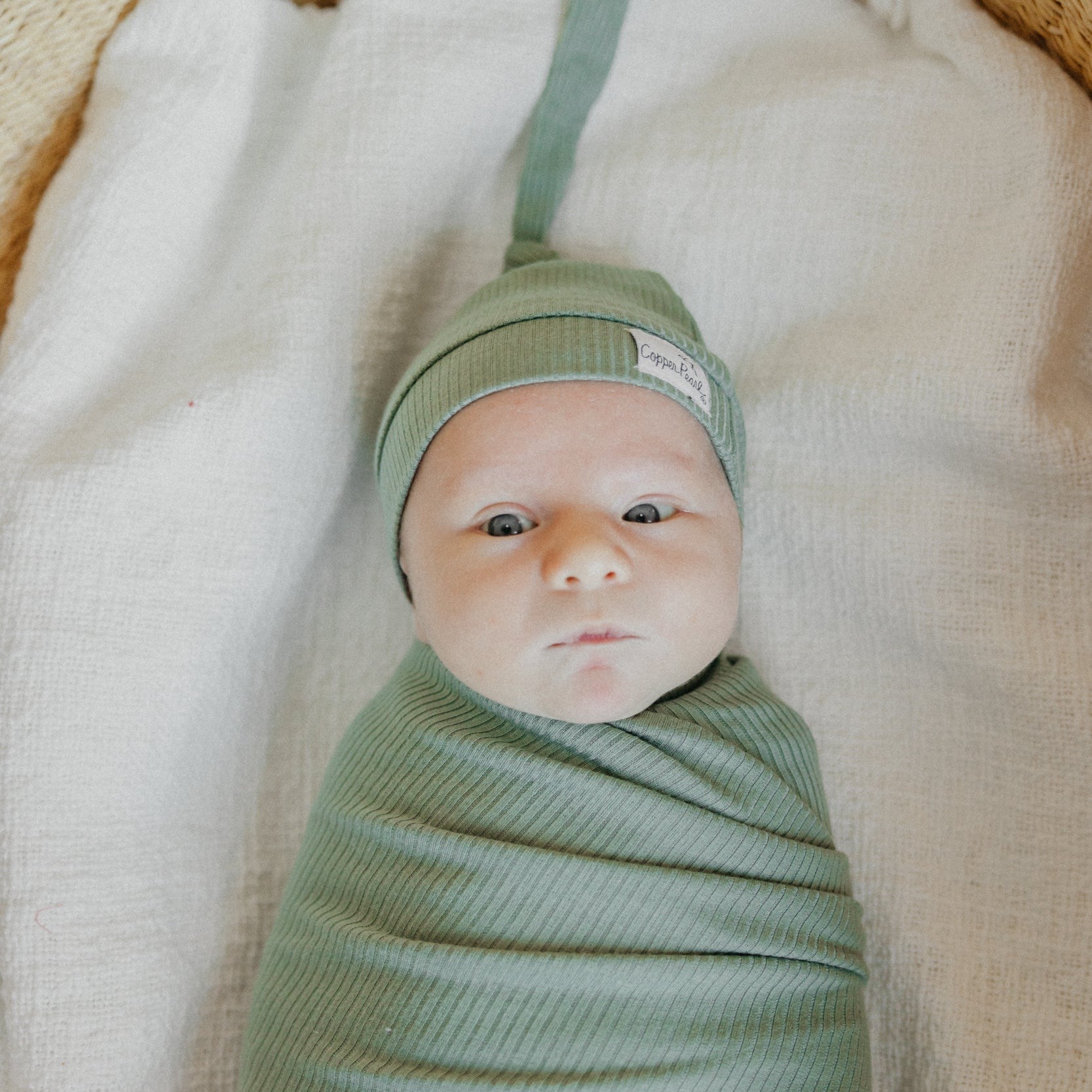 Copper Pearl Rib Knit Swaddle Blanket | Clover