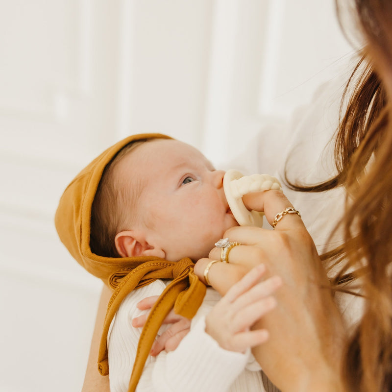 Copper Pearl Baby Bonnet | Camel