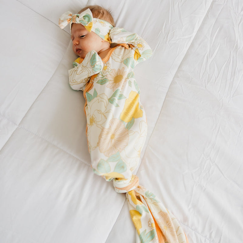 Copper Pearl Newborn Knotted Gown | Rose