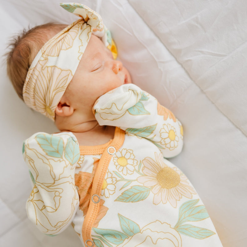 Copper Pearl Knit Headband Bow | Rose