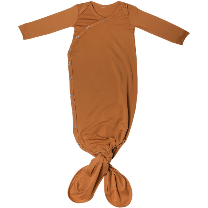 Copper Pearl Newborn Knotted Gown | Camel