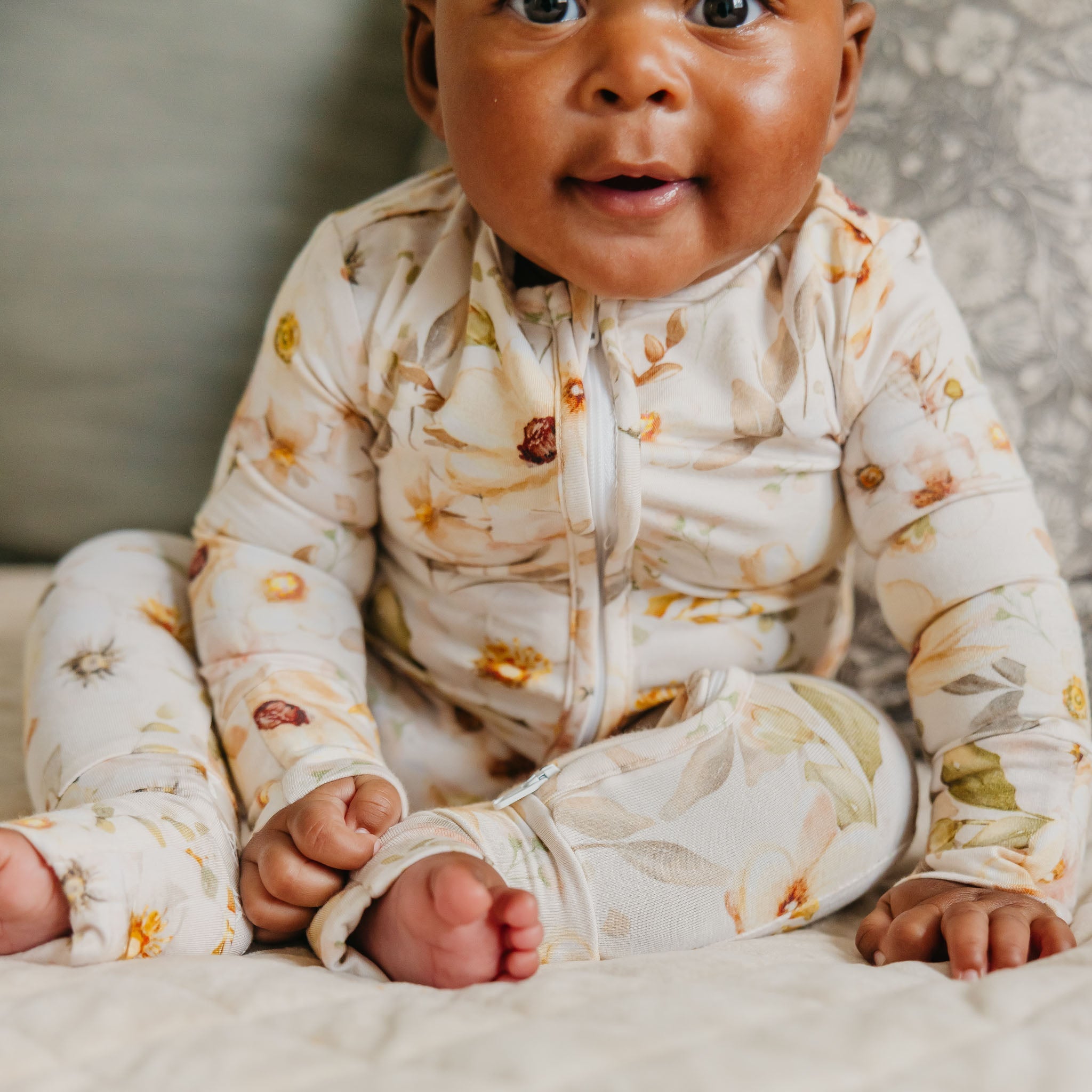 Copper Pearl Bamboo Convertible Zip-Up Footie | Angelique