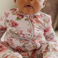 Copper Pearl Bamboo Convertible Zip-Up Footie | Deborah