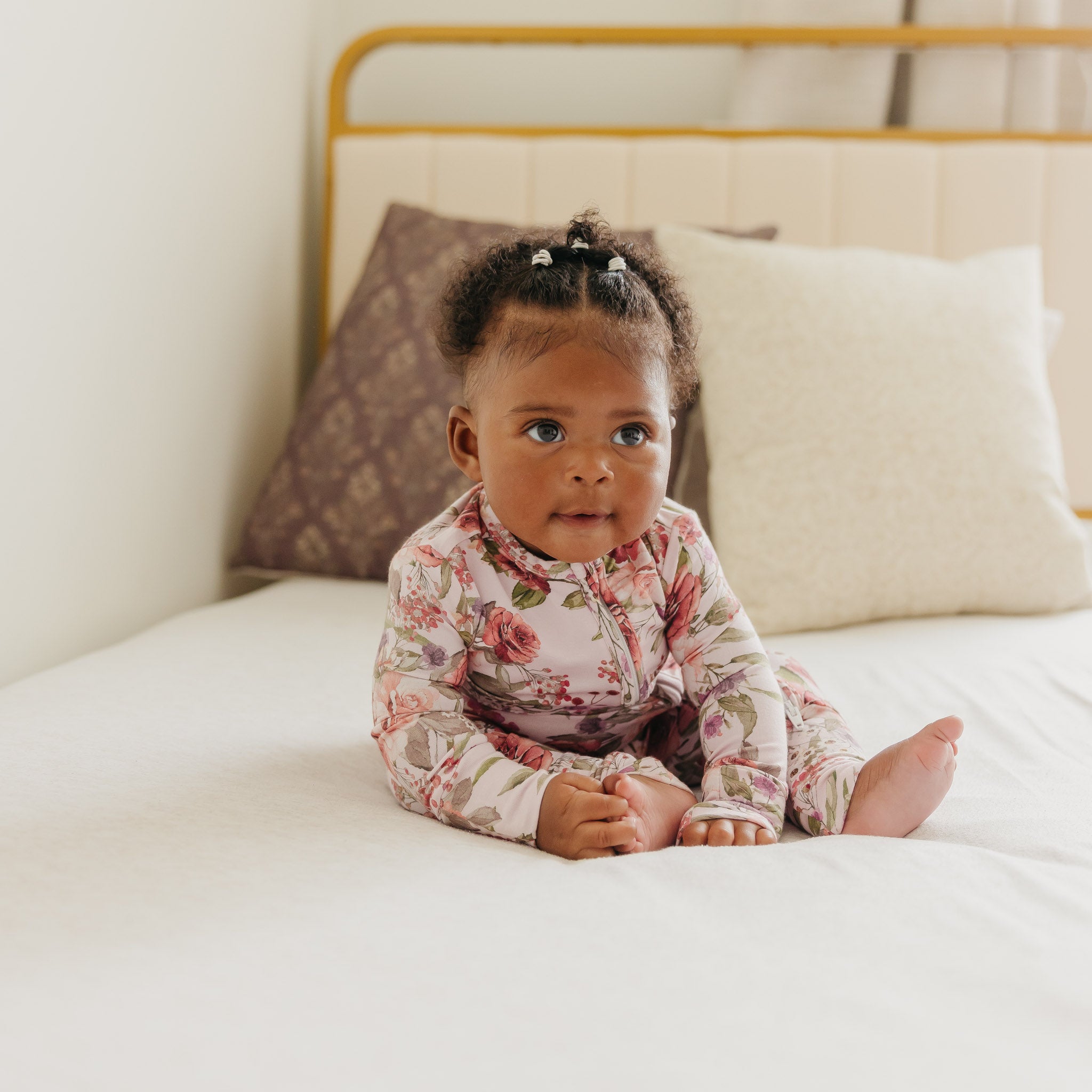 Copper Pearl Bamboo Convertible Zip-Up Footie | Deborah