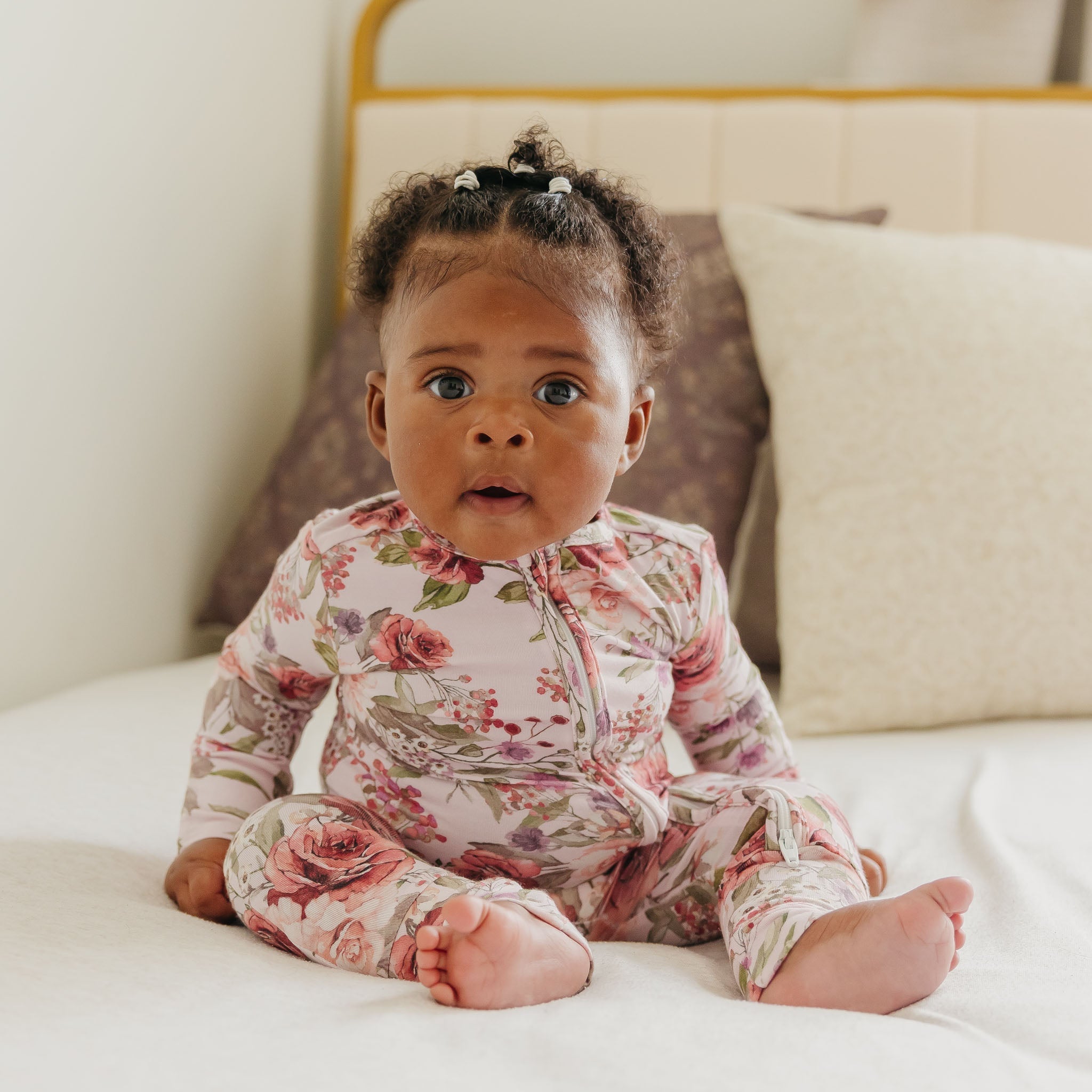 Copper Pearl Bamboo Convertible Zip-Up Footie | Deborah