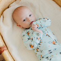 Copper Pearl Bamboo Convertible Zip-Up Footie | Rocketeer