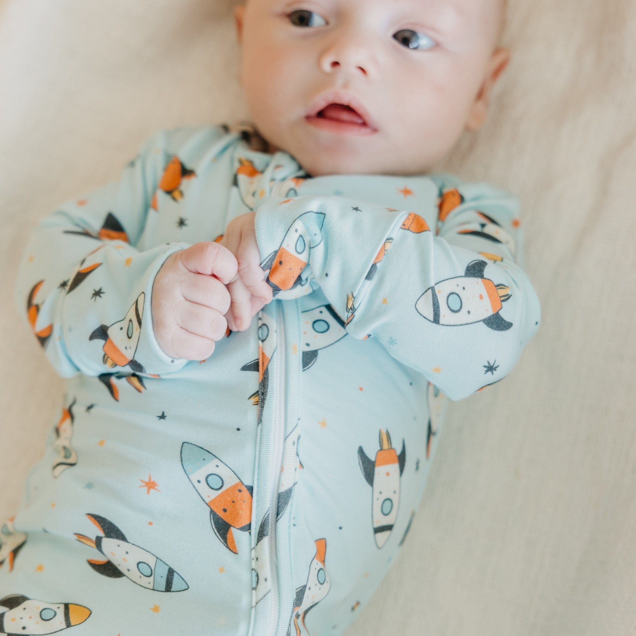 Copper Pearl Bamboo Convertible Zip-Up Footie | Rocketeer