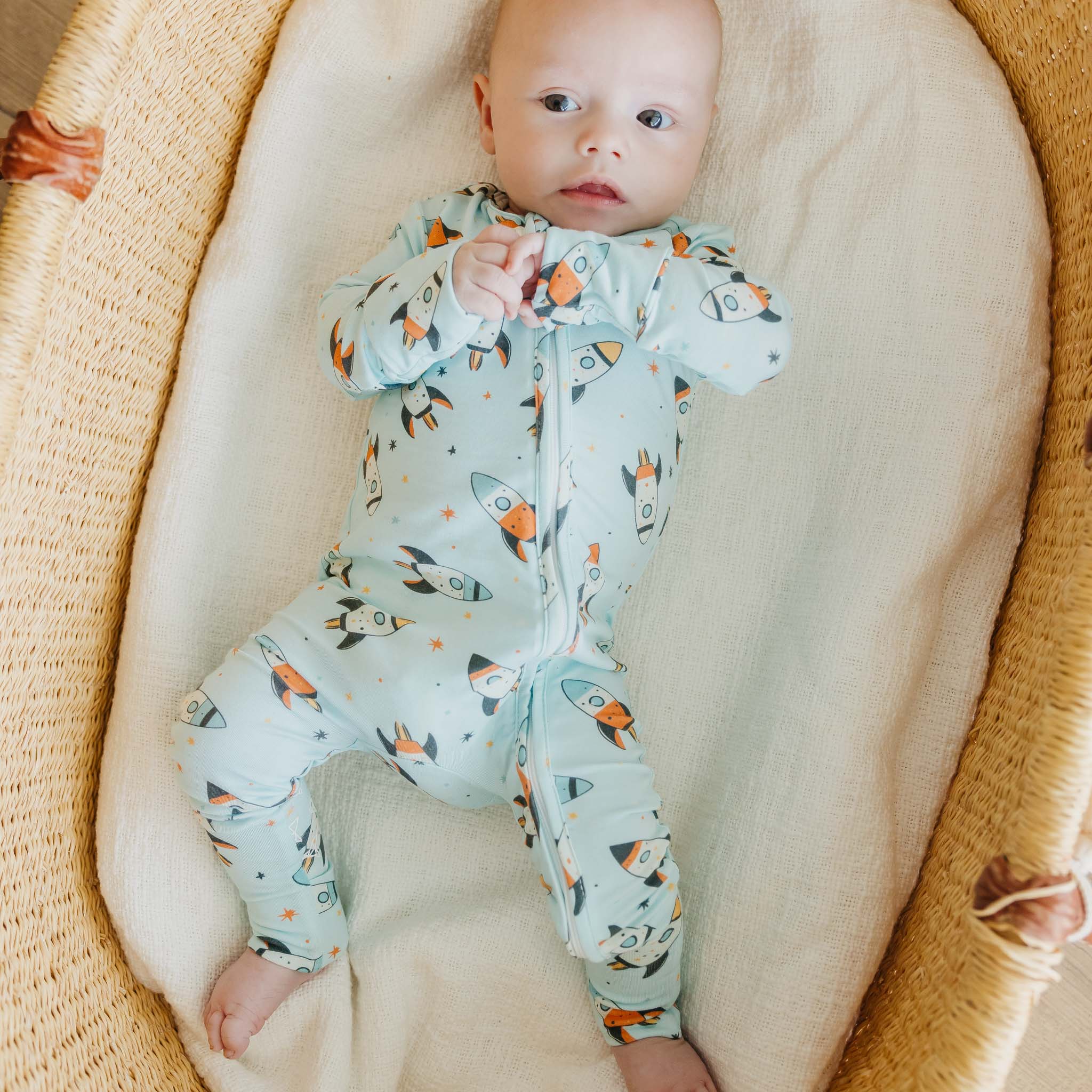 Copper Pearl Bamboo Convertible Zip-Up Footie | Rocketeer