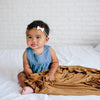 Copper Pearl Knit Swaddle Blanket | Camel