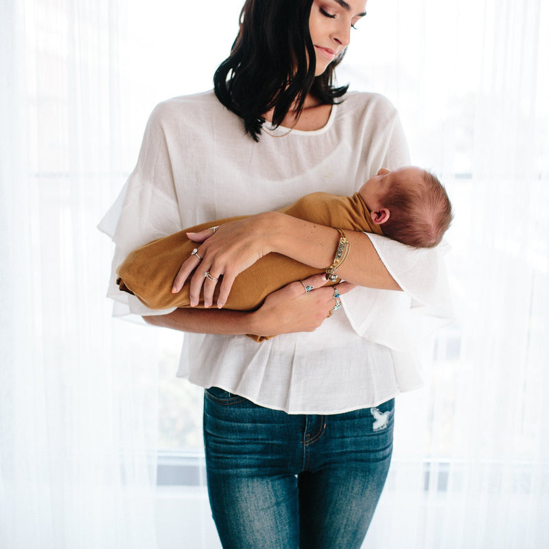 Copper Pearl Knit Swaddle Blanket | Camel