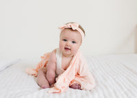 Copper Pearl Knit Headband Bow | Blush