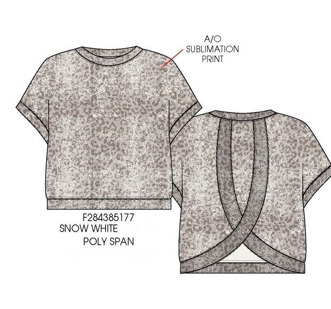 Paper Flower Distressed Animal Print Top With Crossed Back