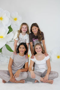 Paper Flower Distressed Animal Print Top With Crossed Back