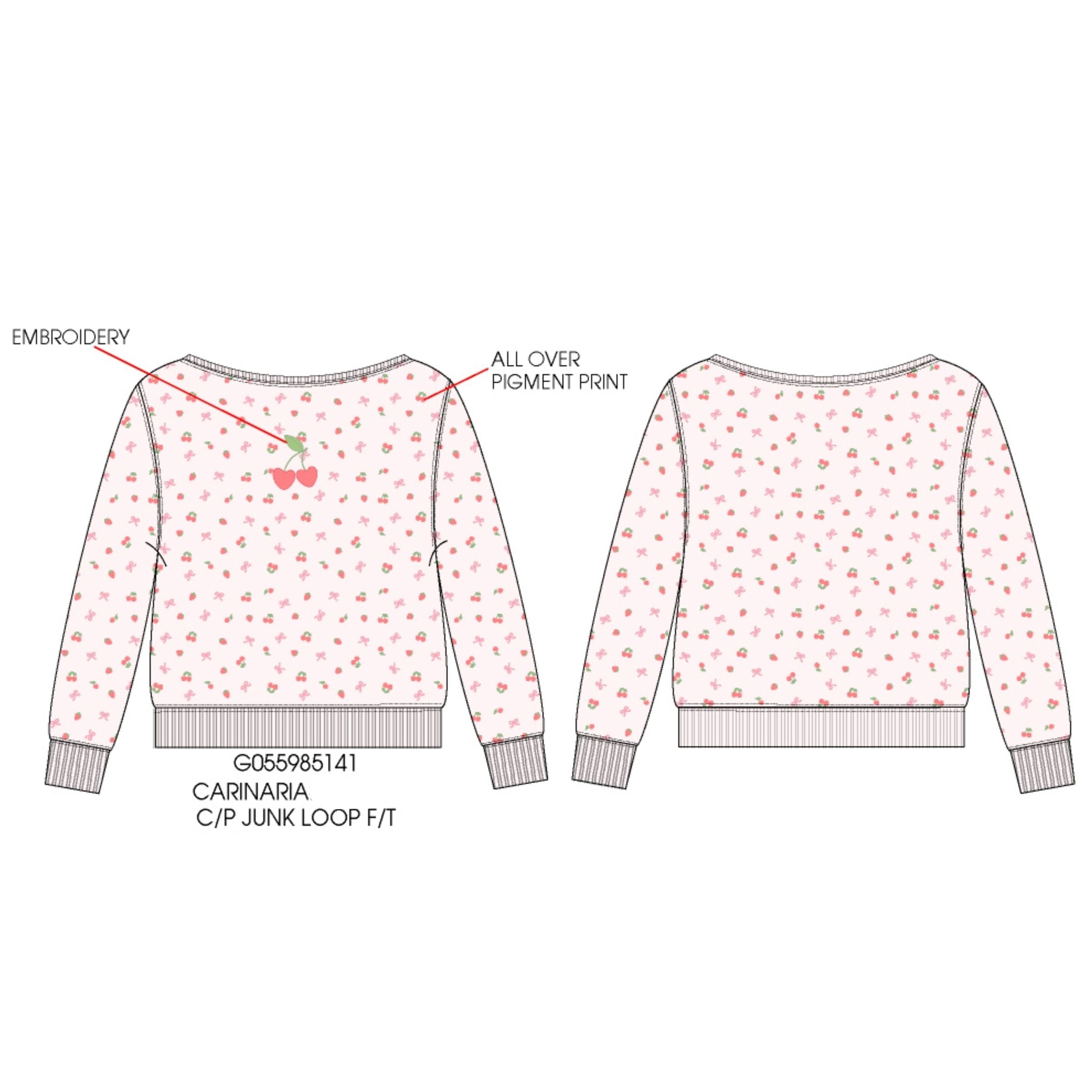 Paper Flower Micro Berry All Over Print Sweatshirt - No Back Graphic