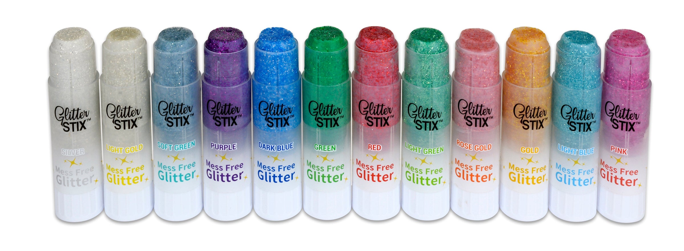 The Pencil Grip Glitter Stix, Mess Free Glitter, Set of 12 Colors