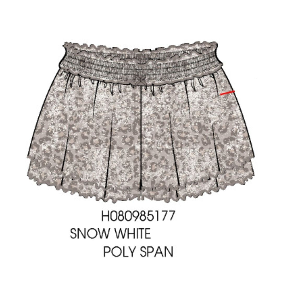 Paper Flower Smocked Waistband Ruffle Skort Animal Print