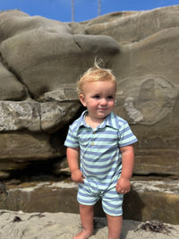 Me & Henry Drift Romper | Chambray/Blue Stripe