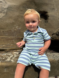 Me & Henry Drift Romper | Chambray/Blue Stripe
