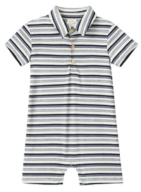 Me & Henry Drift Romper | Grey Multi Stripe