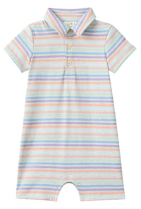 Me & Henry Drift Romper | Peach Multi Stripe