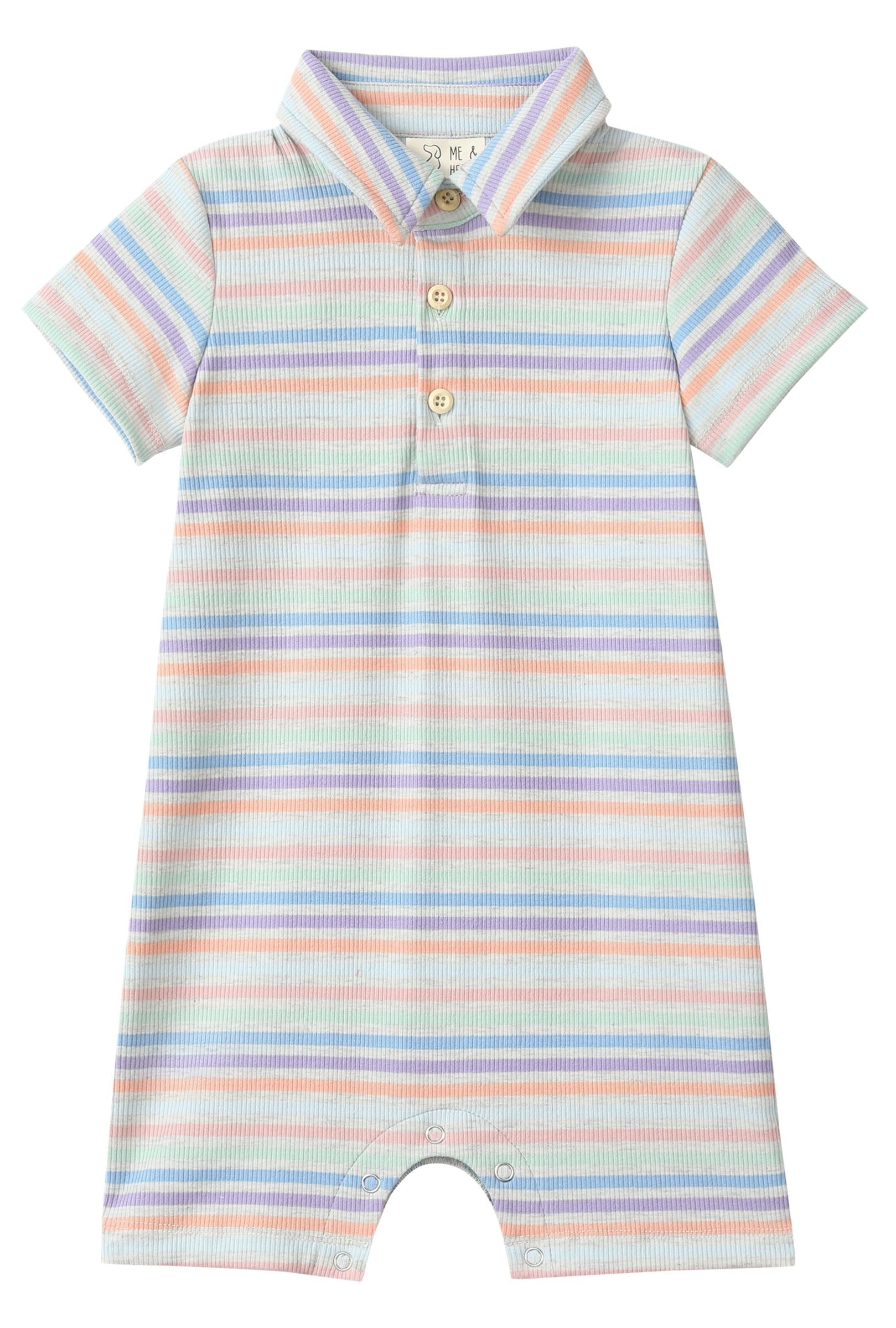 Me & Henry Drift Romper | Peach Multi Stripe
