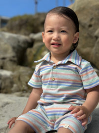 Me & Henry Drift Romper | Peach Multi Stripe