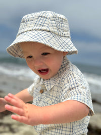 Me & Henry Helford Woven Onesie | Chambray/Cream Plaid