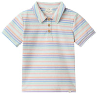 Me & Henry Shipping Polo | Peach Multi Stripe