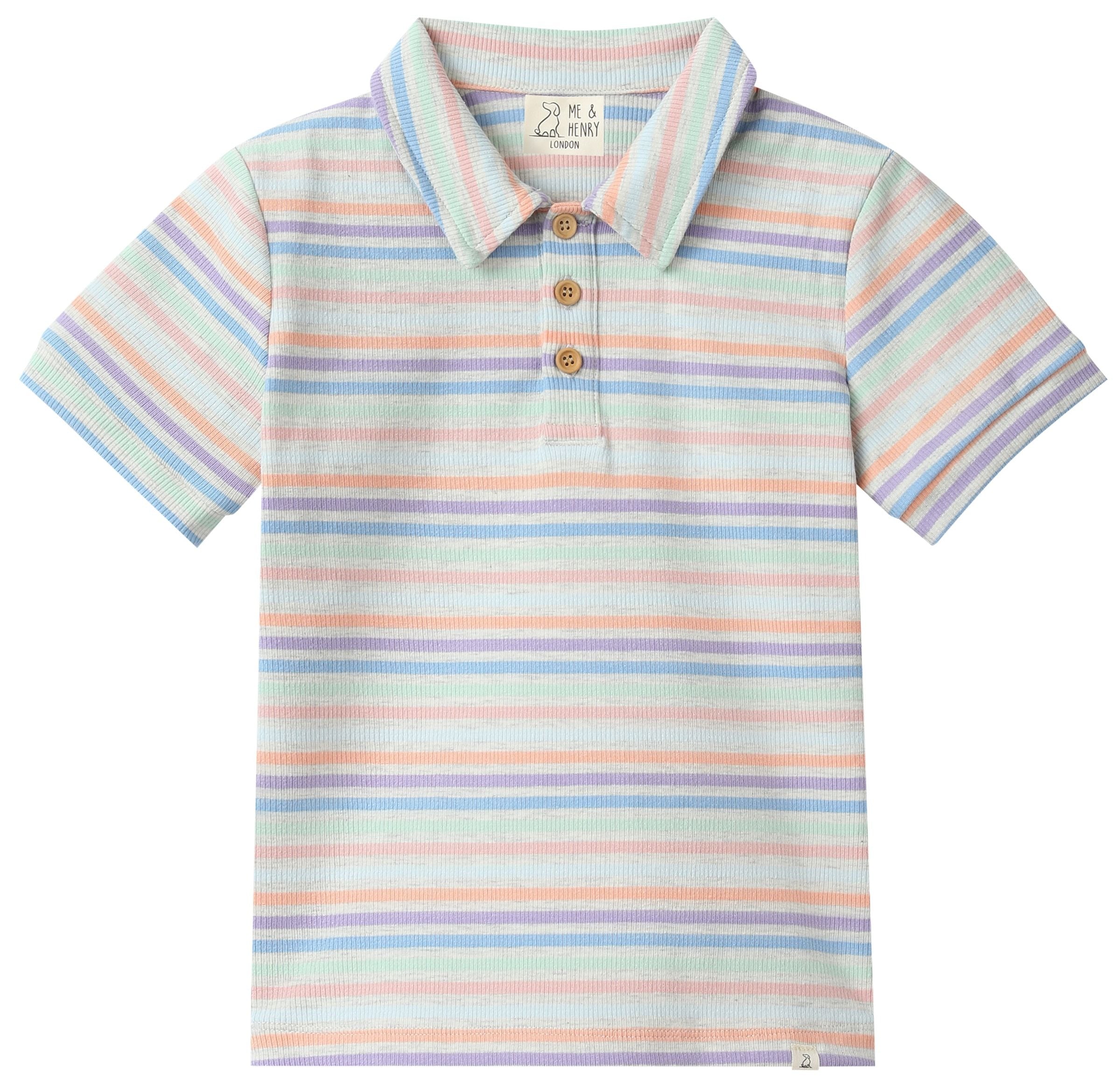 Me & Henry Shipping Polo | Peach Multi Stripe