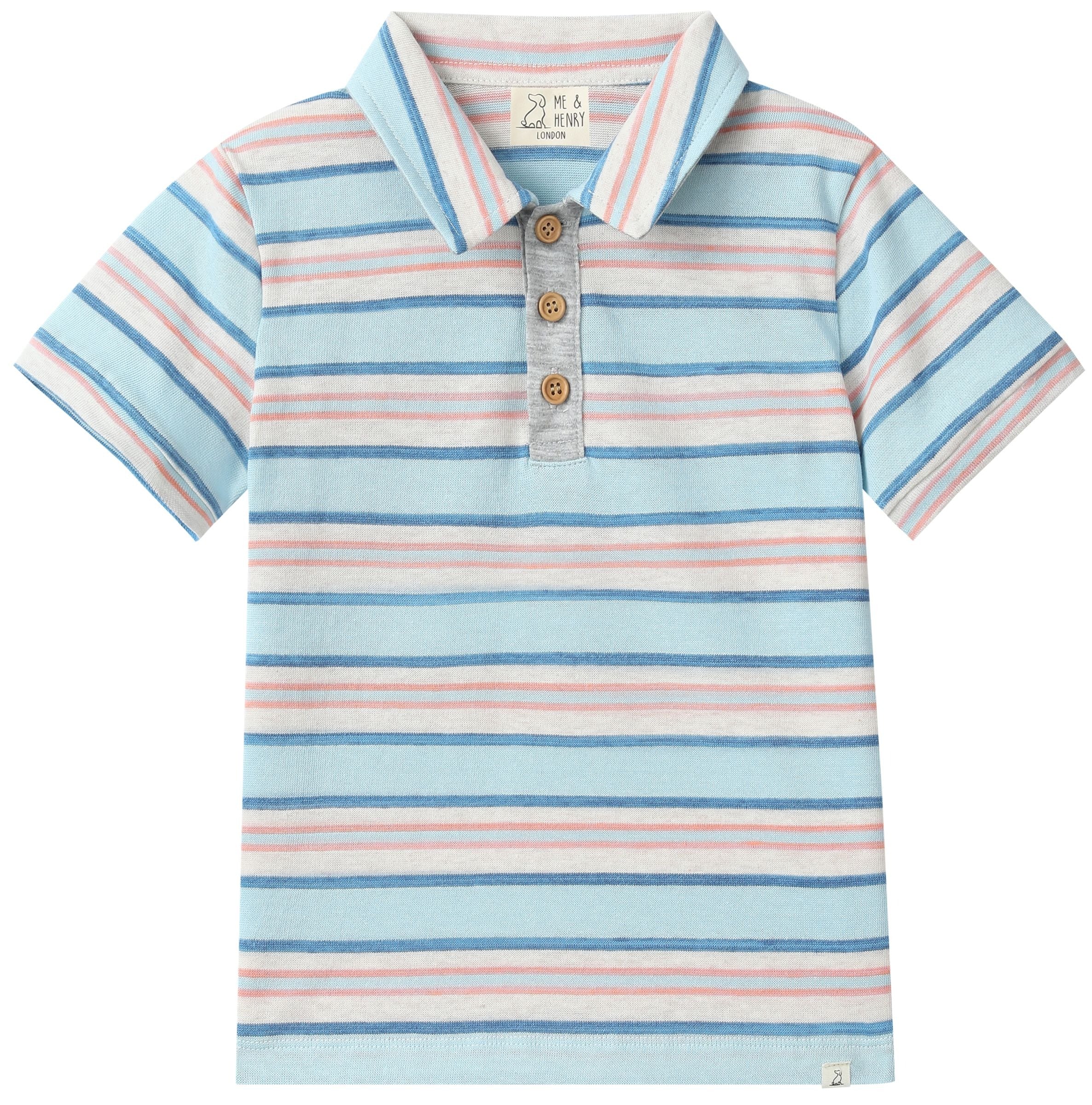 Me & Henry Polreath Polo | Blue/Pink Stripe