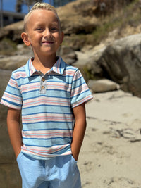Me & Henry Polreath Polo | Blue/Pink Stripe