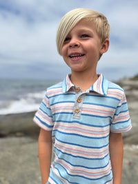 Me & Henry Polreath Polo | Blue/Pink Stripe