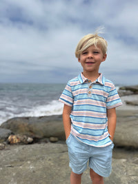 Me & Henry Polreath Polo | Blue/Pink Stripe