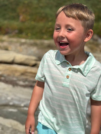 Me & Henry Starboard Printed Polo | Mint Stripe