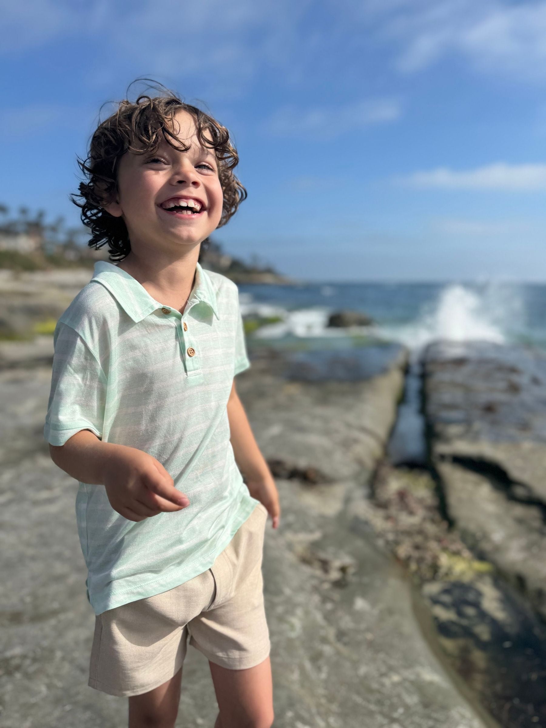 Me & Henry Starboard Printed Polo | Mint Stripe