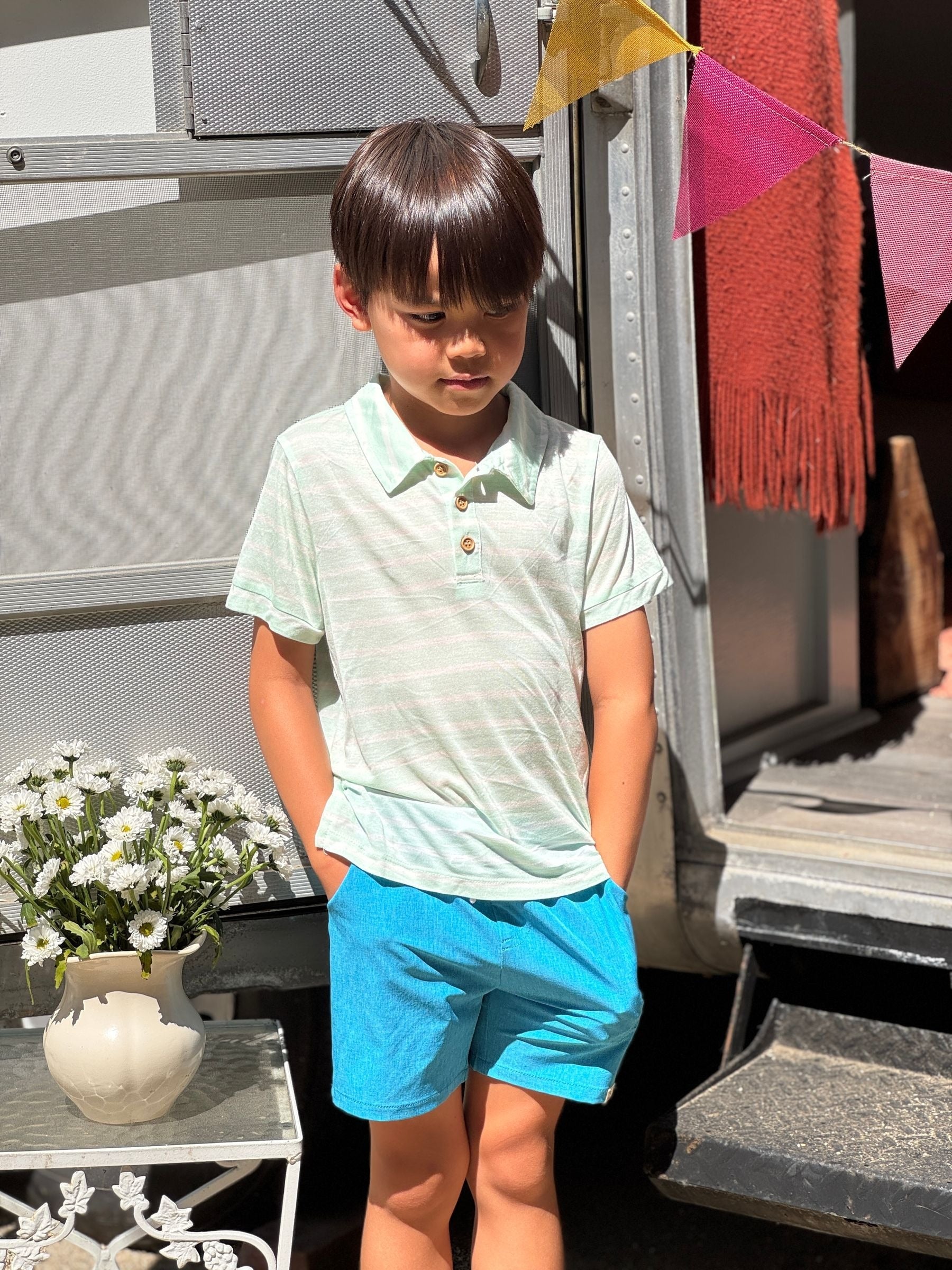 Me & Henry Starboard Printed Polo | Mint Stripe